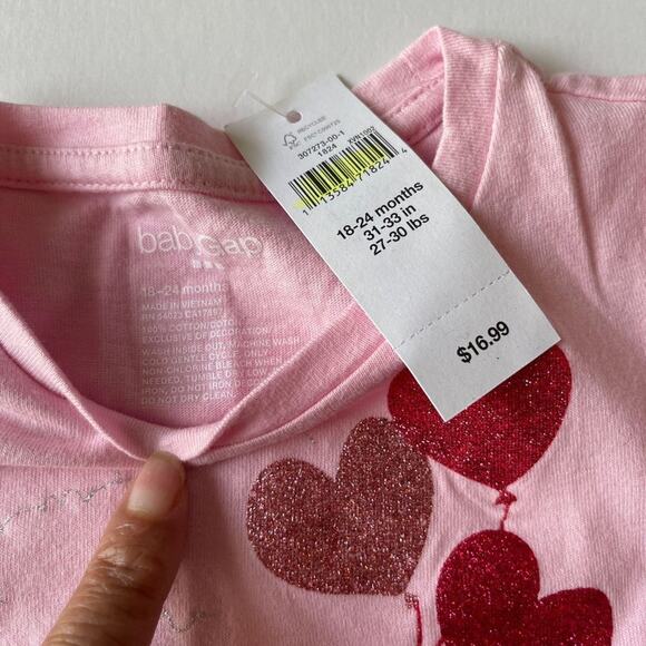 Baby Gap Girls Pink 18-24M Hearts Balloons shirt Long Sleeves - Picture 6 of 6